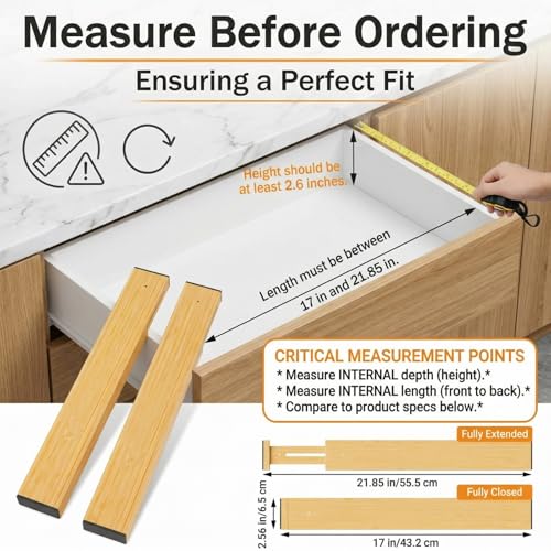 FUSHITON Bamboo Drawer Dividers 17"-22" - Image 5