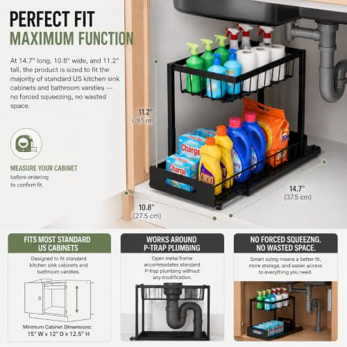 Under Sink Organizer, 2-Tier Pull-Out Kitchen Bathro | All Products - Image 5
