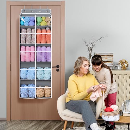Univivi Hanging Yarn Storage Organizer with Side Pockets, 5 Tiers - Image 7