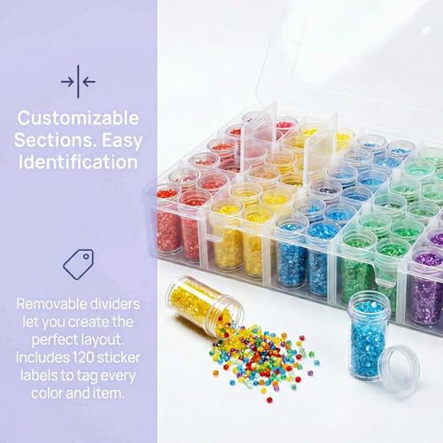 2 Pack Diamond Art Storage Containers, 120 Grids Beads - Image 7