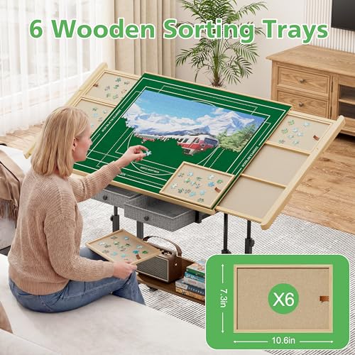 CODACE 1500 Pieces Puzzle Table with Drawers | Home Organization - Image 4