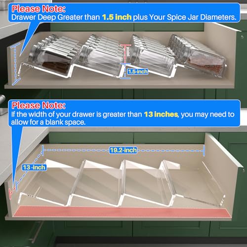 Antimbee 4-Pack Spice Drawer Organizer, 4-Tier Clear Spice Rack - Image 3