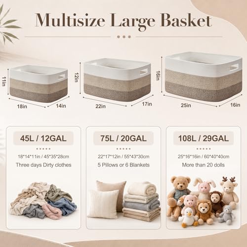 OIAHOMY Blanket Basket Laundry Basket Dog Toy Basket 75L - Image 4