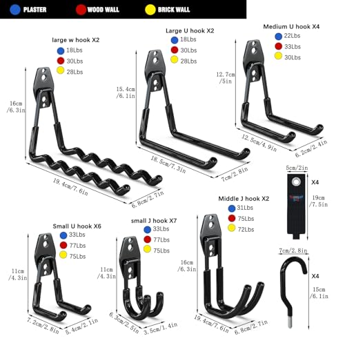 3-H Heavy Duty Garage Hooks, 31 Pack Wall Storage Organizer,Black - Image 3