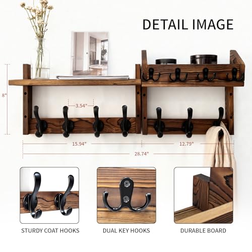 Coat Rack Wall Mount with Shelf, Key Holder Wall mount - Image 3