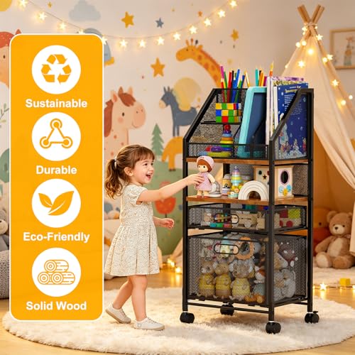 Rolling Cart with Drawers Metal Moving Craft Storage Cart - Image 6