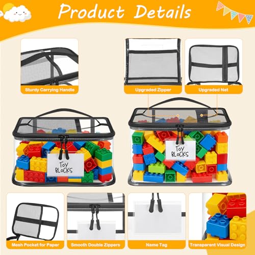 6 Mixed Pack Large Toy Storage Bags, Clear Toy Organizer - Image 5
