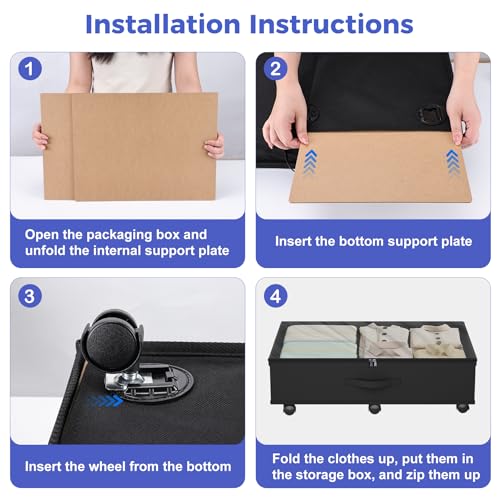 Babenest 4-Pack Under Bed Storage Organizer on 6 Wheels - Image 8
