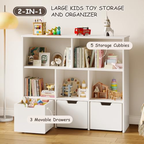 Toy Storage Organizer, Wooden Kids Bookshelf and Toy - Image 5