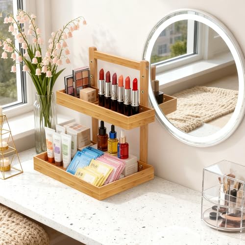 2-Tier Under Sink Pull Out Organizer, Bamboo Cabinet Storage - Image 3