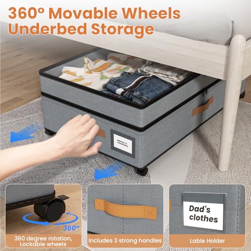 Storage Box,Under Bed Storage with Wheels 72L XXL Under the Bed - Image 4