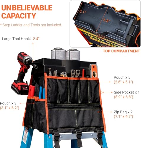 Ladder Organizer with Tool Bag and Slide-Out Tray, High - Image 6