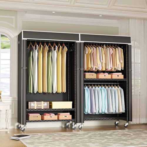 Clothing Rack with Cover, P1C Rolling Closets with Wheels - Image 3