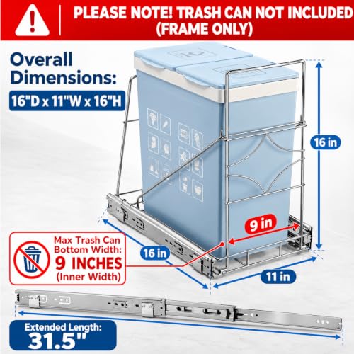 Youeon Pull Out Trash Can Under Cabinet | Home Organization - Image 3