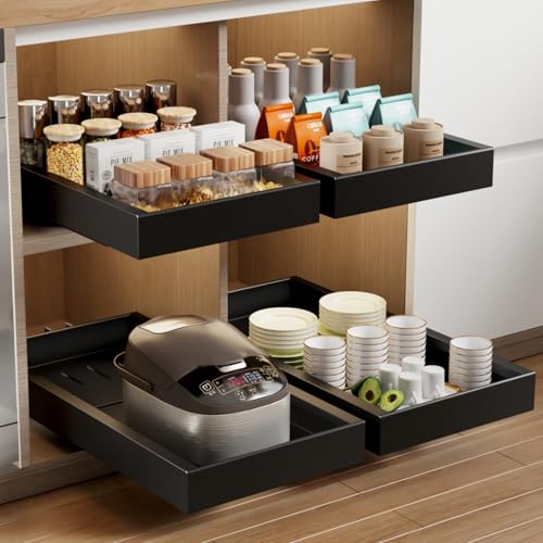 Mustorn 2 Pack Pull Out Cabinet Organizer,21.8" Deep Slide Out - Image 2