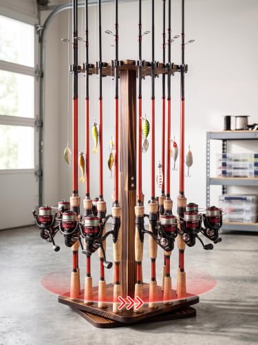 Rotating Fishing Rod Holder for Garage,Wood Floor Stand Pole Rack - Image 2