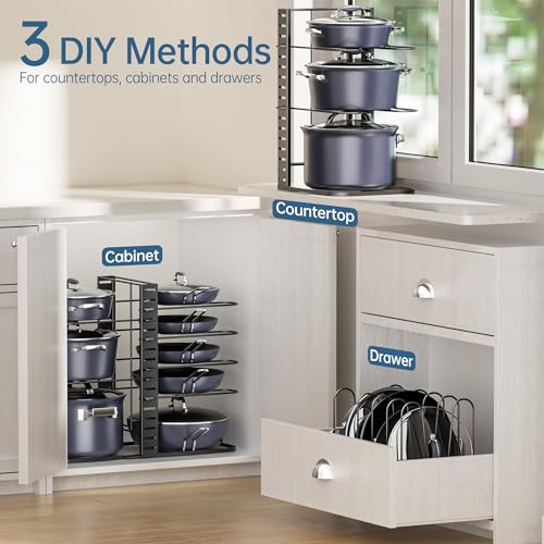 ORDORA Pots and Pans Organizer Under Cabinet 14.6", 8-Tier - Image 7
