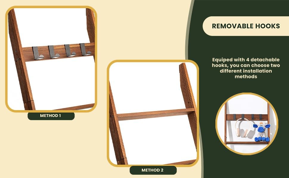 Wooden Blanket Ladder for Living Room 6-Tier, Decorative - Image 6