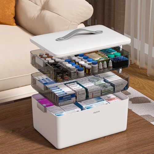 JOYBOS 3-Tier Medicine Storage Box Cabinet, Empty First Aid Kit - Image 2
