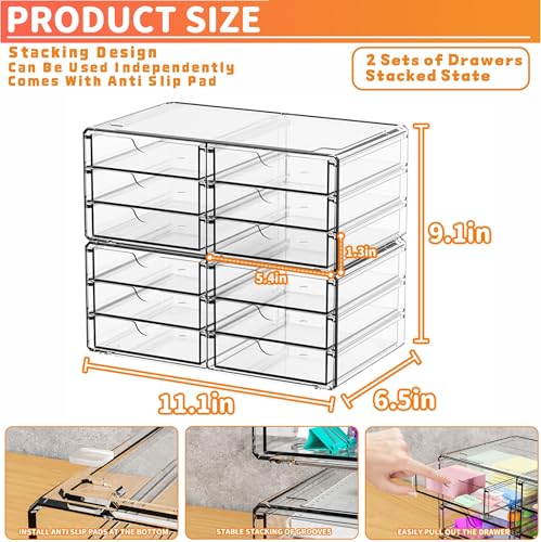 Yieach 2 Pack Acrylic Storage Drawers With 12 - Image 3