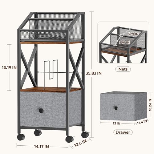 Portin Rolling Vinyl Record Storage Cart, 3 Tier LP - Image 3