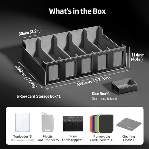Trading Card Storage Box 5-Row 3900+ Capacity, Black - Image 3