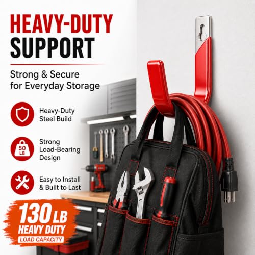 6 Pack Metal Garage Hooks, Heavy Duty Hose Hanger Wall - Image 5