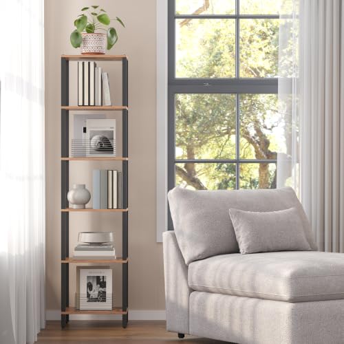 TUTOTAK Bookshelf, 6-Tier Tall Narrow Book Shelf for Small Space - Image 7