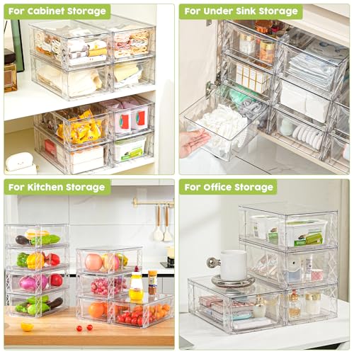 6 Pack Acrylic Storage Drawers, Clear Stackable Storage Drawers - Image 7
