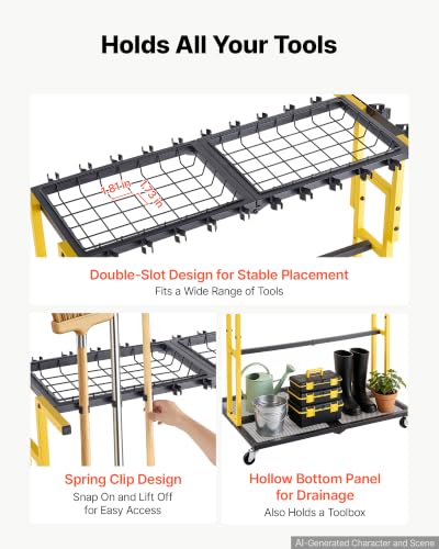 VEVOR Garden Tool Organizer with Wheels, Large Metal Garage - Image 4