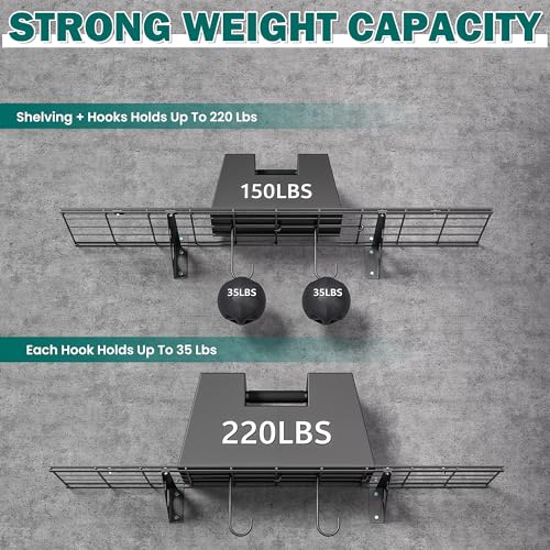 Garage Wall Shelves, 12 X 48 Inch Wall Mounted Storage Shelves - Image 4