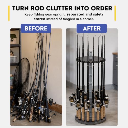 Rush Creek Creations 16-Rod Round Fishing Rod Holder | Garage Storage - Image 5