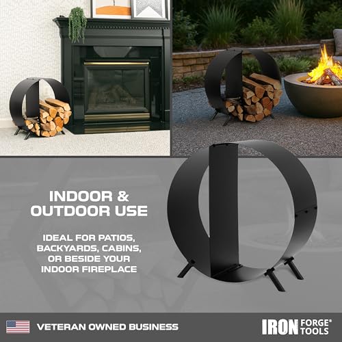 Firewood Rack, 30 Inch Circular Fire Log Holder, Indoor - Image 5