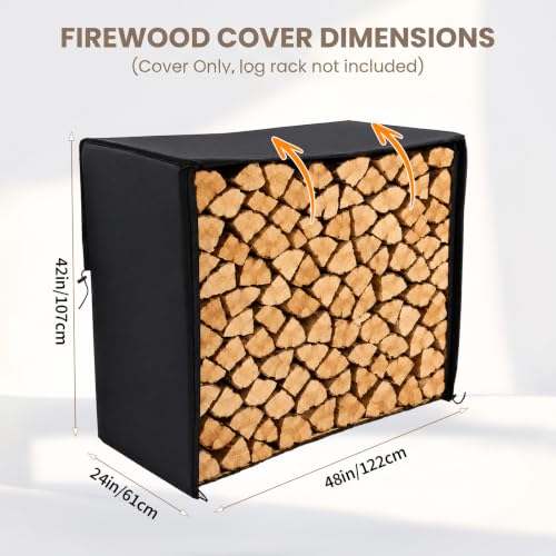 4ft Heavy Duty Firewood Rack Cover 600D Oxford Firewood Cover - Image 4