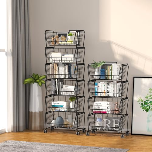 PUSDON 4-Tier Spacious Stackable Wire Storage Baskets - Image 7
