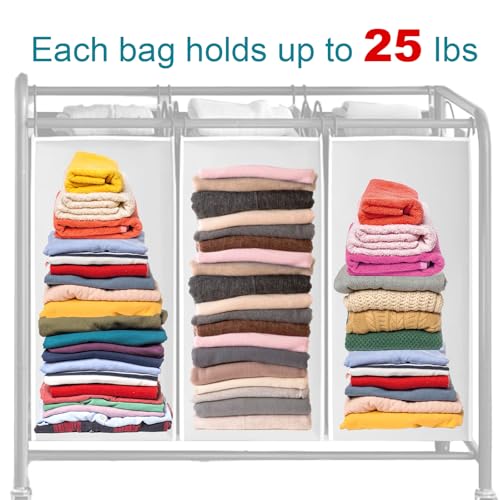 3Pcs Large Laundry Sorter Replacement Bags, Gray Hamper - Image 4