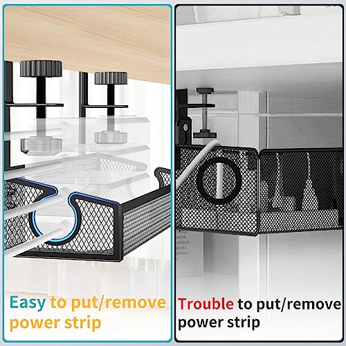 Under Desk Cable Management Tray Black, No Drill Desk - Image 4
