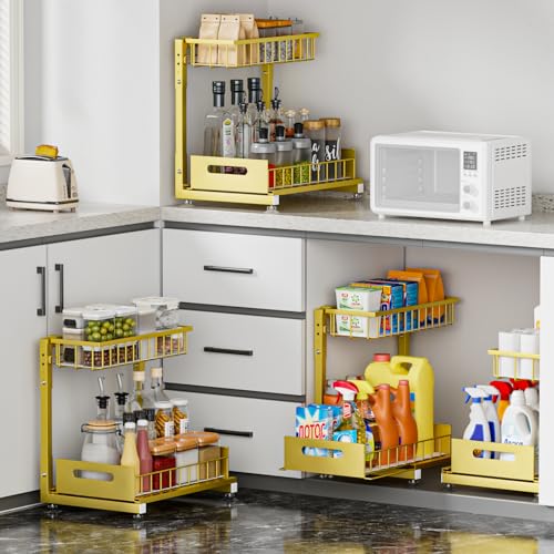 Saydear 2-Pack L-Shaped Under Sink Organizer, 2-Tier Pull-out - Image 4