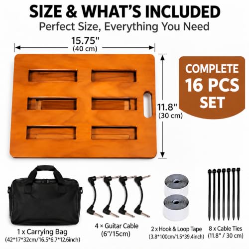 Boao Wooden Guitar Pedal Board 15.75 x 11.8 Inch | Phone & Computer - Image 3