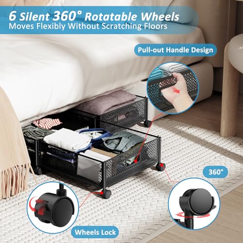 Under Bed Storage with Wheels 47.2"(L)/57.6L Large Rolling Under - Image 5