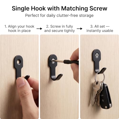 20Pcs Small Black Wall Hooks for Keys - Small Wall Hook Set - Image 4