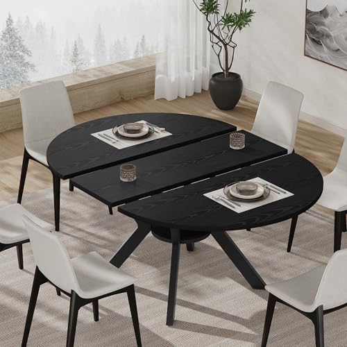42"-58" Extendable Round Dining Table for 4-6 with Built-in Flip - Image 2