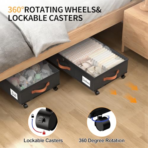 Under Bed Storage Containers with Wheels Large Underbed Shoes - Image 4