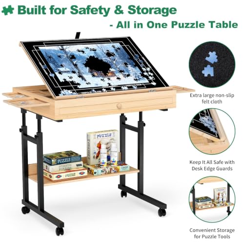 Wooden Puzzle Table with Drawers, 1500 Piece Puzzles - Image 5