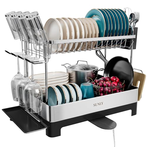 SUNLY 2 Tier Dish Drying Rack, Extra Large Dish Rack - Image 2