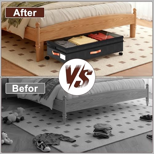 XXL Under Bed Storage with Wheels, 2 Pack 70L Extra Large Rolling - Image 7