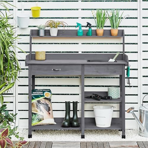 Yaheetech Potting Bench with Sink & Drawer, Outdoor - Image 7