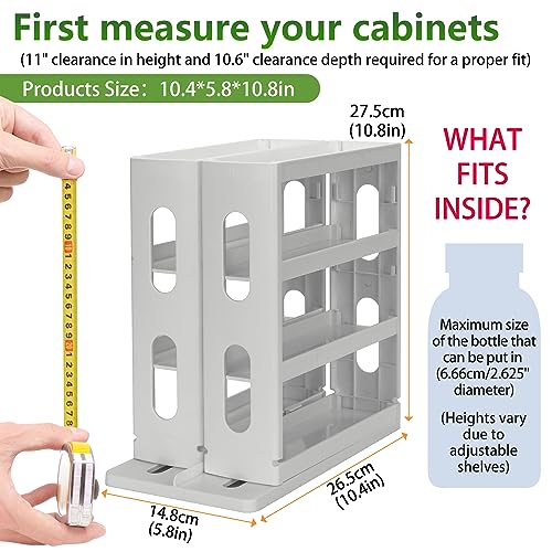 3-Tier Pull Out Spice Rack Organizer for Cabinet, Height - Image 3