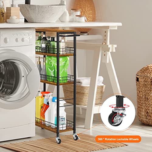 YBING Slim Storage Cart 4 Tier Narrow Kitchen Rolling Cart - Image 5