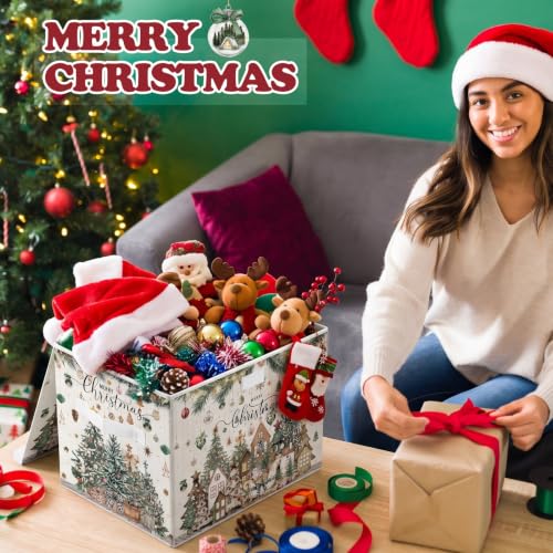 Briwooody Neutral Christmas Storage Bin with Lid | Home Organization - Image 3